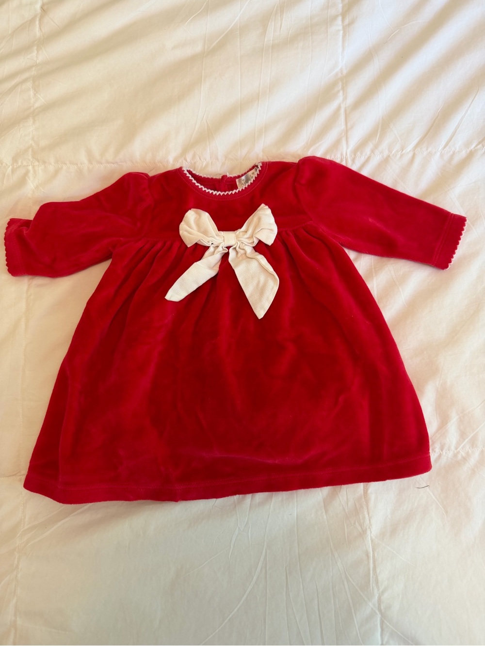 Kissy Kissy Red Velvet Dress with Cream Bow